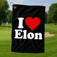 I Love Heart Elon North Carolina Golf Towel thumb 1