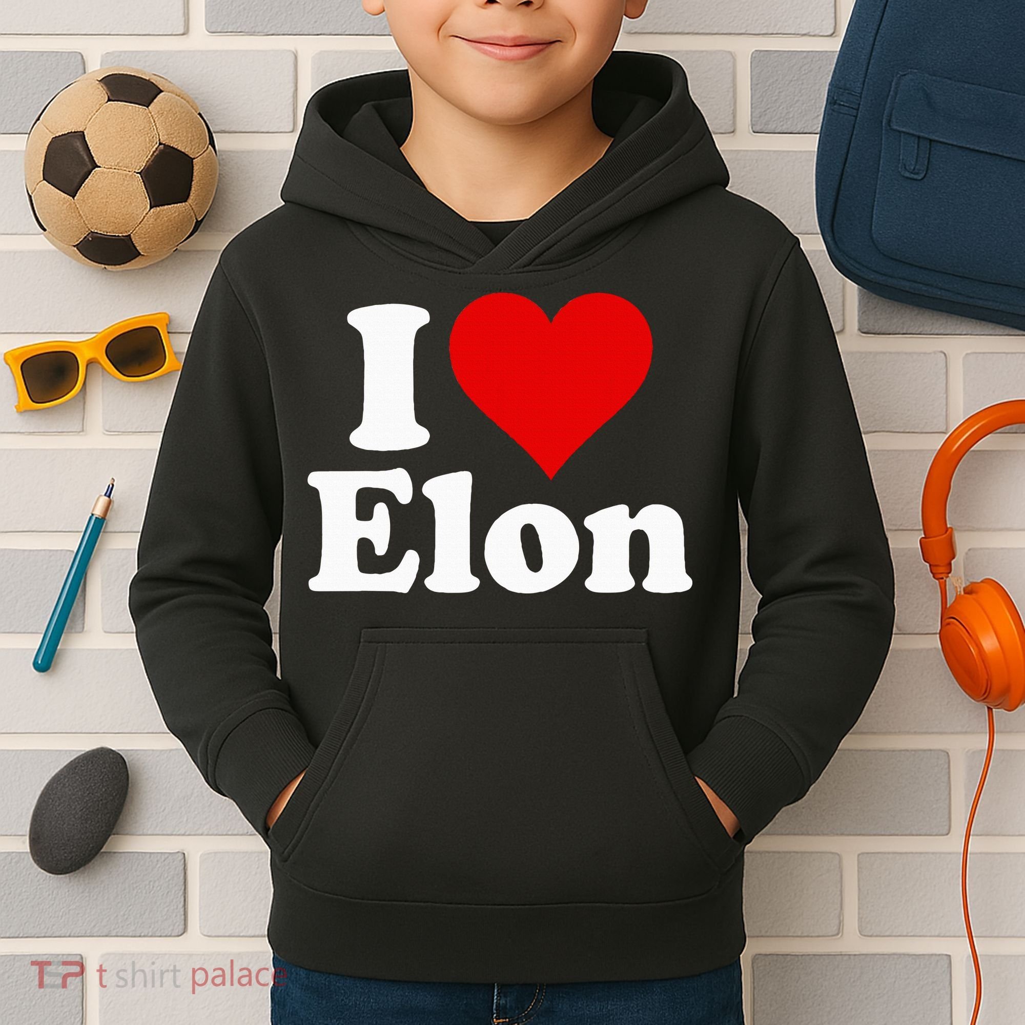 I Love Heart Elon North Carolina Kids Hoodie