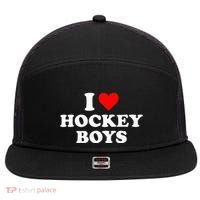 I Love Hockey B.O.Y.S 7 Panel Mesh Trucker Snapback Hat thumb 0