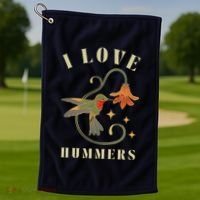 I Love Hummers Awesome Hummingbird Lover Golf Towel thumb 1