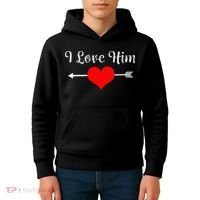 I Love Him For Couples Matching Sets Kids Hoodie thumb 4