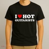 I Love Hot Guitarists Funny Electric Acoustic Guitar Players T-Shirt thumb 3
