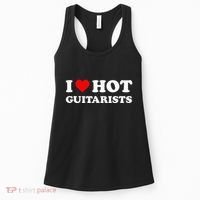I Love Hot Guitarists Funny Electric Acoustic Guitar Players Women's Tank Top thumb 0