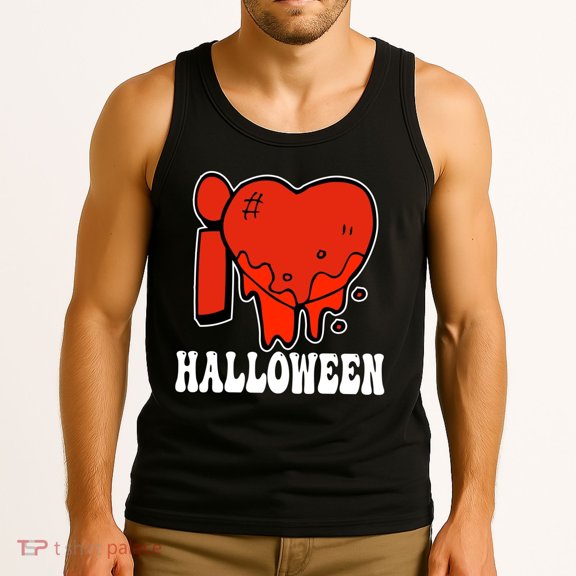 I Love Halloween Creepy Heart Tank Top
