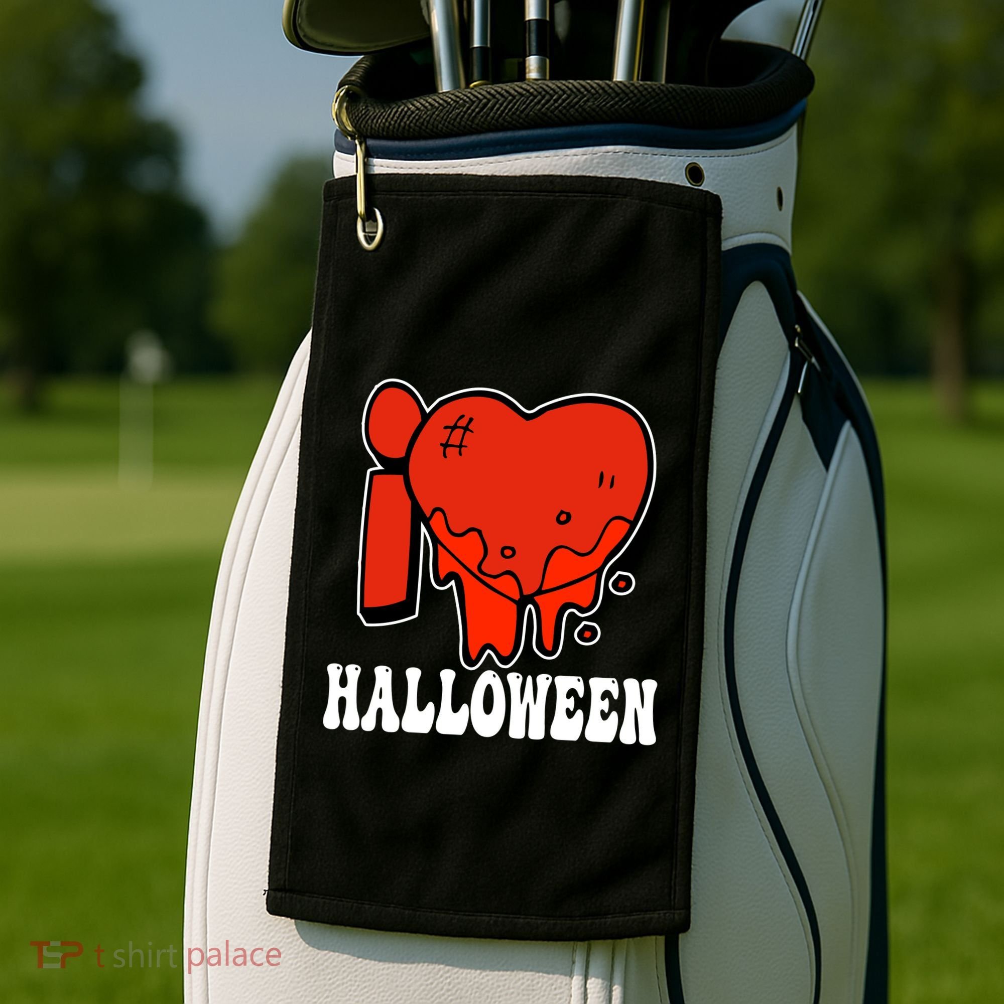 I Love Halloween Creepy Heart Golf Towel