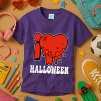 I Love Halloween Creepy Heart Kids T-Shirt thumb 3