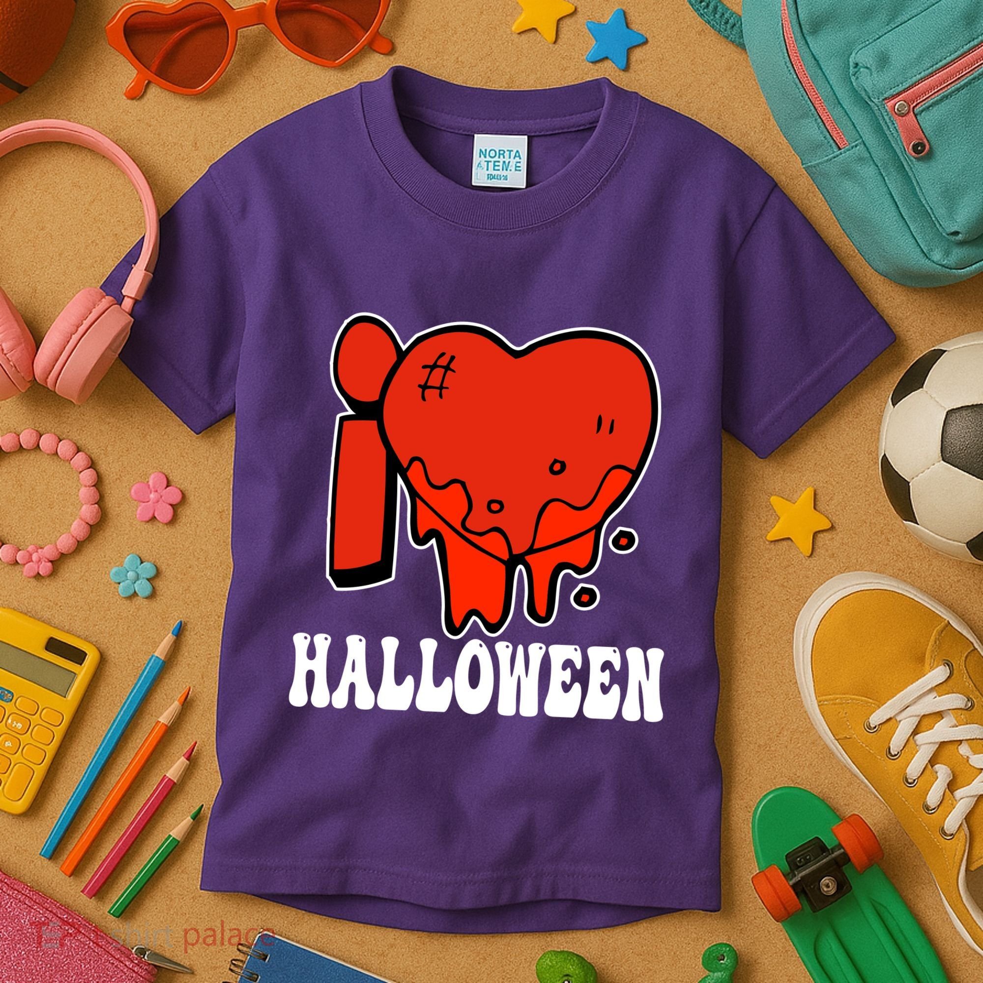 I Love Halloween Creepy Heart Kids T-Shirt