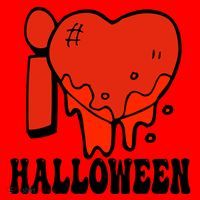 I Love Halloween Creepy Heart Santa Hat thumb 1