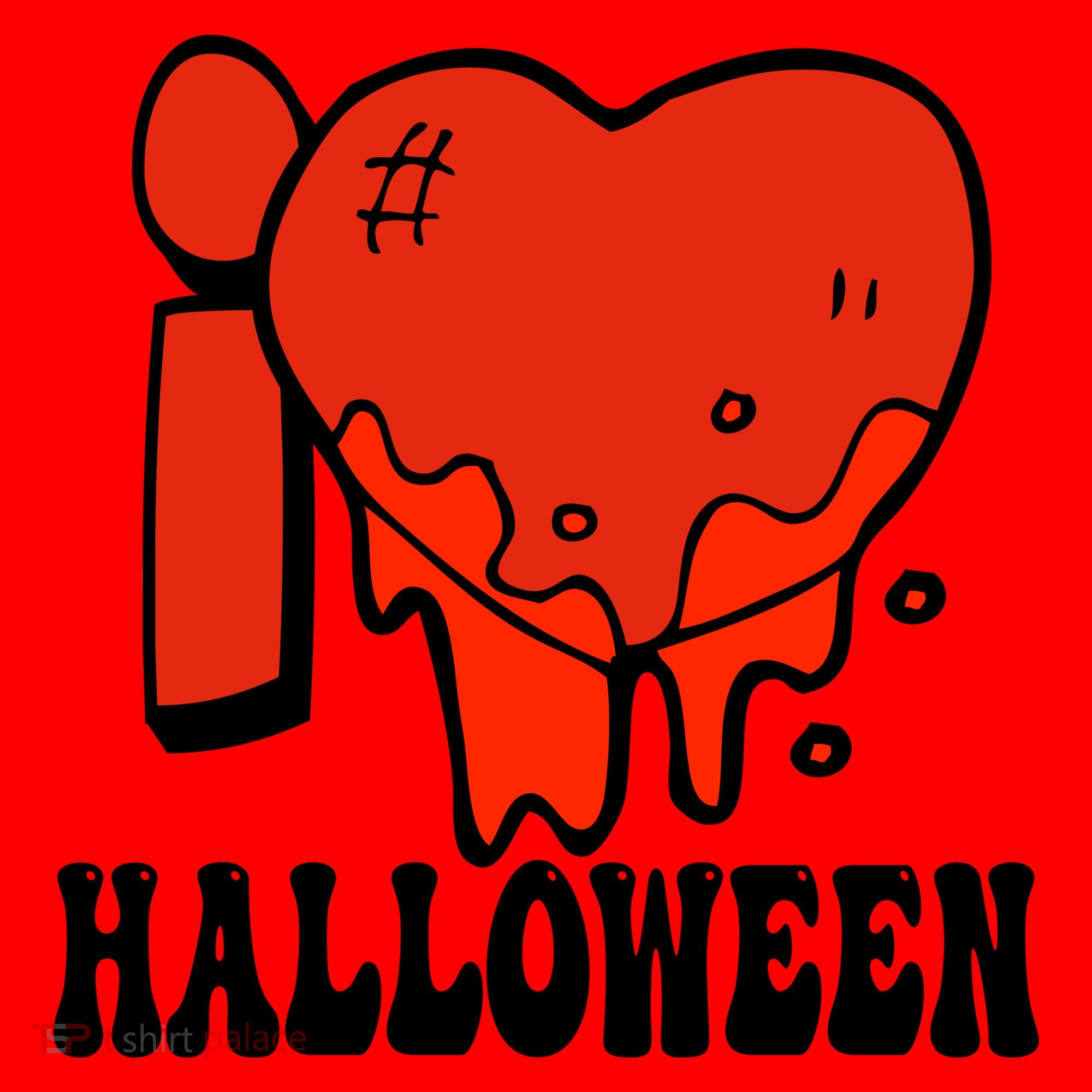I Love Halloween Creepy Heart Santa Hat