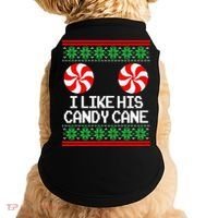 I Like His Candy Cane Christmas Sweater Couples Matching Doggie Tank thumb 0