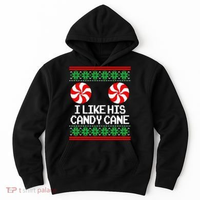 I Like His Candy Cane Christmas Sweater Couples Matching Hoodie
