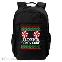 I Like His Candy Cane Christmas Sweater Couples Matching Backpack thumb 0
