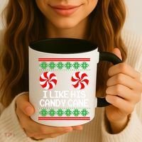 I Like His Candy Cane Christmas Sweater Couples Matching Coffee Mug thumb 3