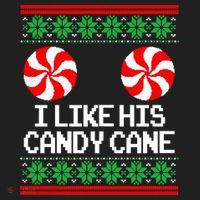 I Like His Candy Cane Christmas Sweater Couples Matching Beanie thumb 2