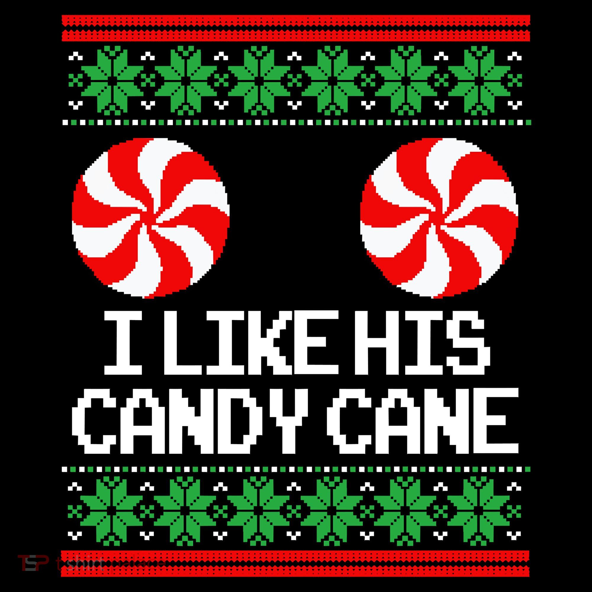 I Like His Candy Cane Christmas Sweater Couples Matching Women's Hoodie