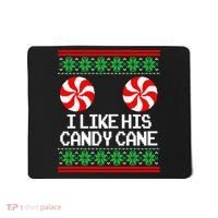 I Like His Candy Cane Christmas Sweater Couples Matching Mousepad thumb 0