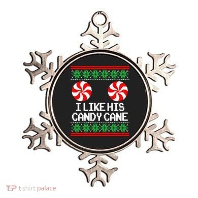 I Like His Candy Cane Christmas Sweater Couples Matching Ornament