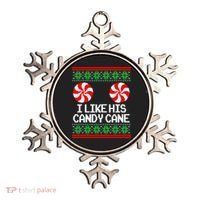 I Like His Candy Cane Christmas Sweater Couples Matching Ornament thumb 0