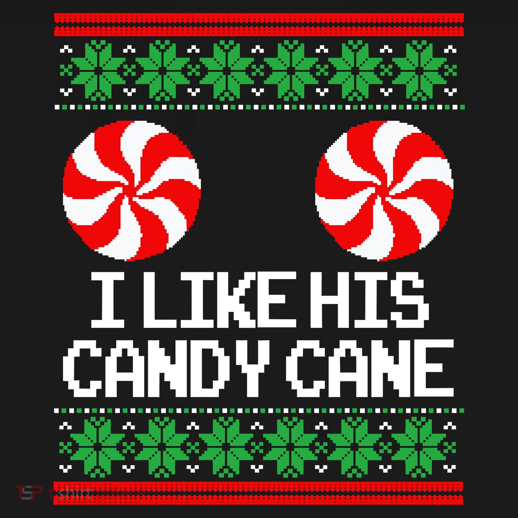I Like His Candy Cane Christmas Sweater Couples Matching Women's Tank Top