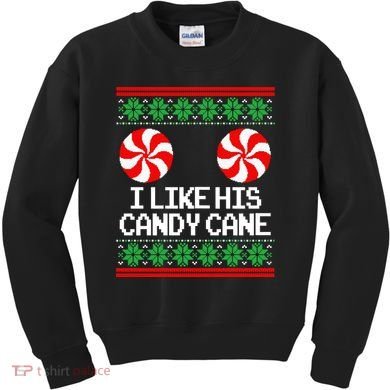 I Like His Candy Cane Christmas Sweater Couples Matching Kids Sweatshirt
