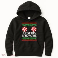 I Like His Candy Cane Christmas Sweater Couples Matching Kids Hoodie thumb 0