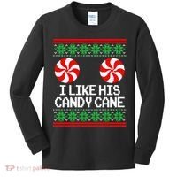 I Like His Candy Cane Christmas Sweater Couples Matching Kids Long Sleeve Shirt thumb 0
