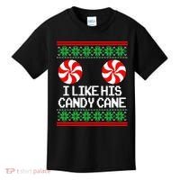 I Like His Candy Cane Christmas Sweater Couples Matching Kids T-Shirt thumb 0