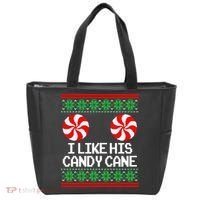 I Like His Candy Cane Christmas Sweater Couples Matching Tote Bag thumb 0