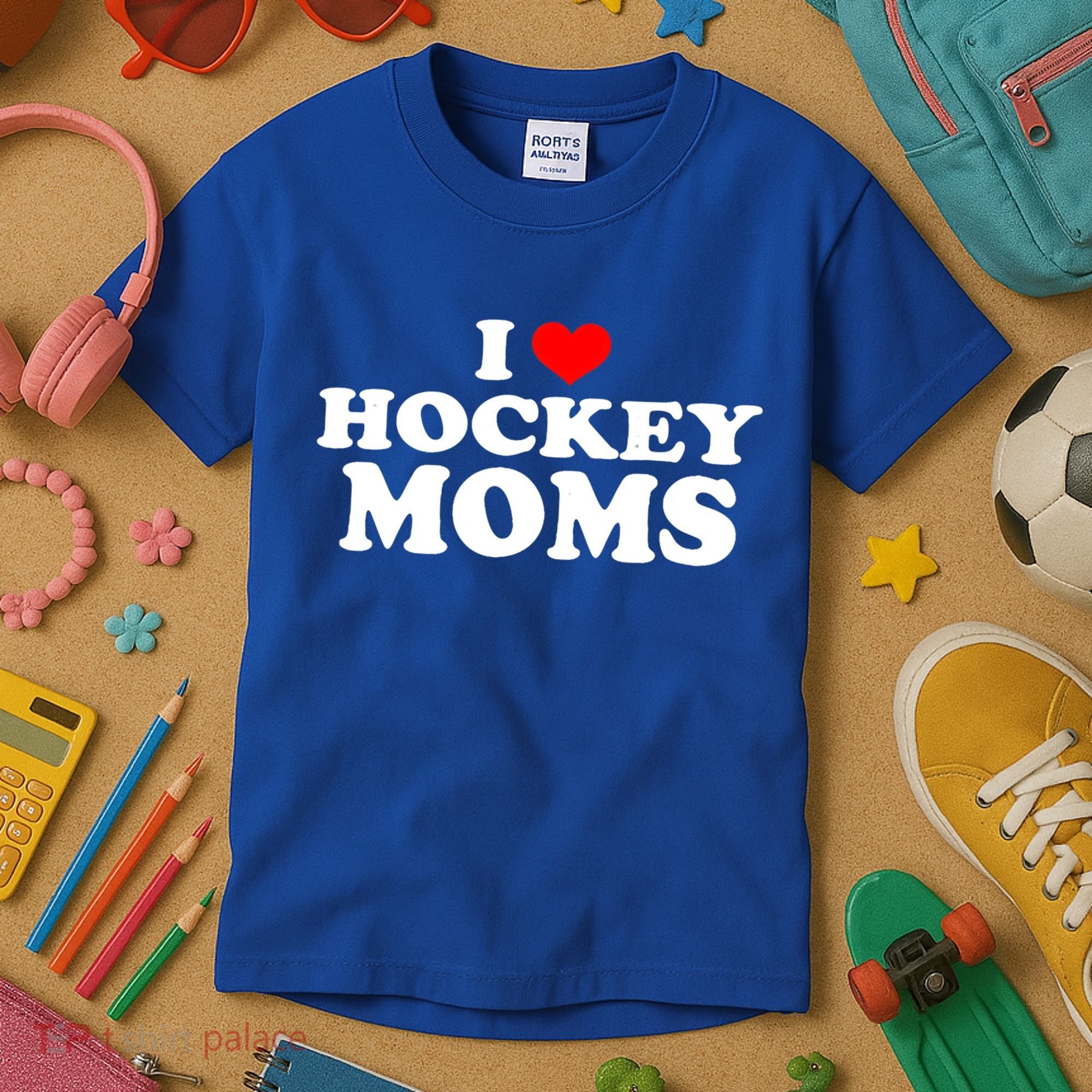 I Love Hockey Moms Funny Christmas Gift Kids T-Shirt