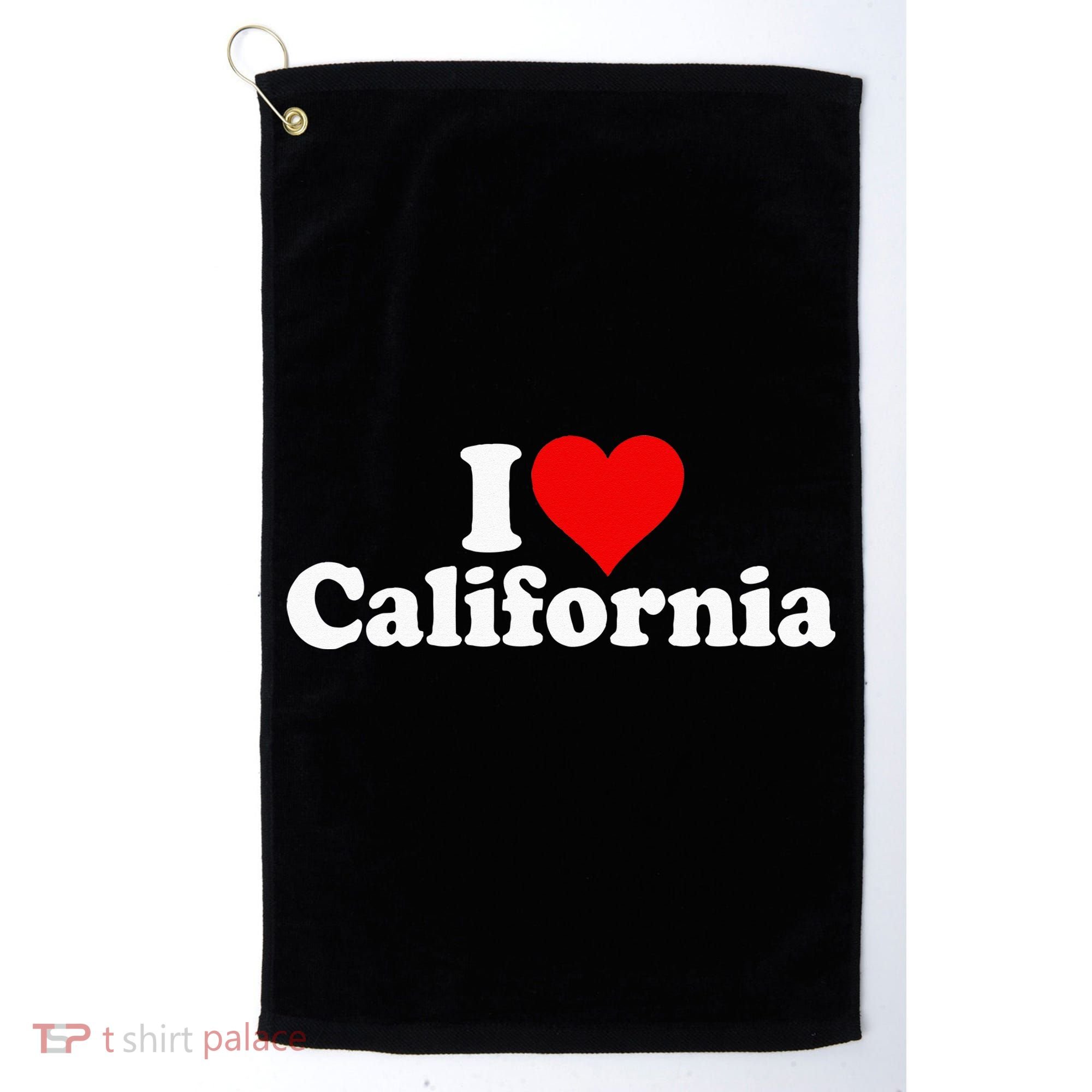 I LOVE HEART CALIFORNIA CALI STAT Golf Towel
