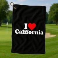 I LOVE HEART CALIFORNIA CALI STAT Golf Towel thumb 1
