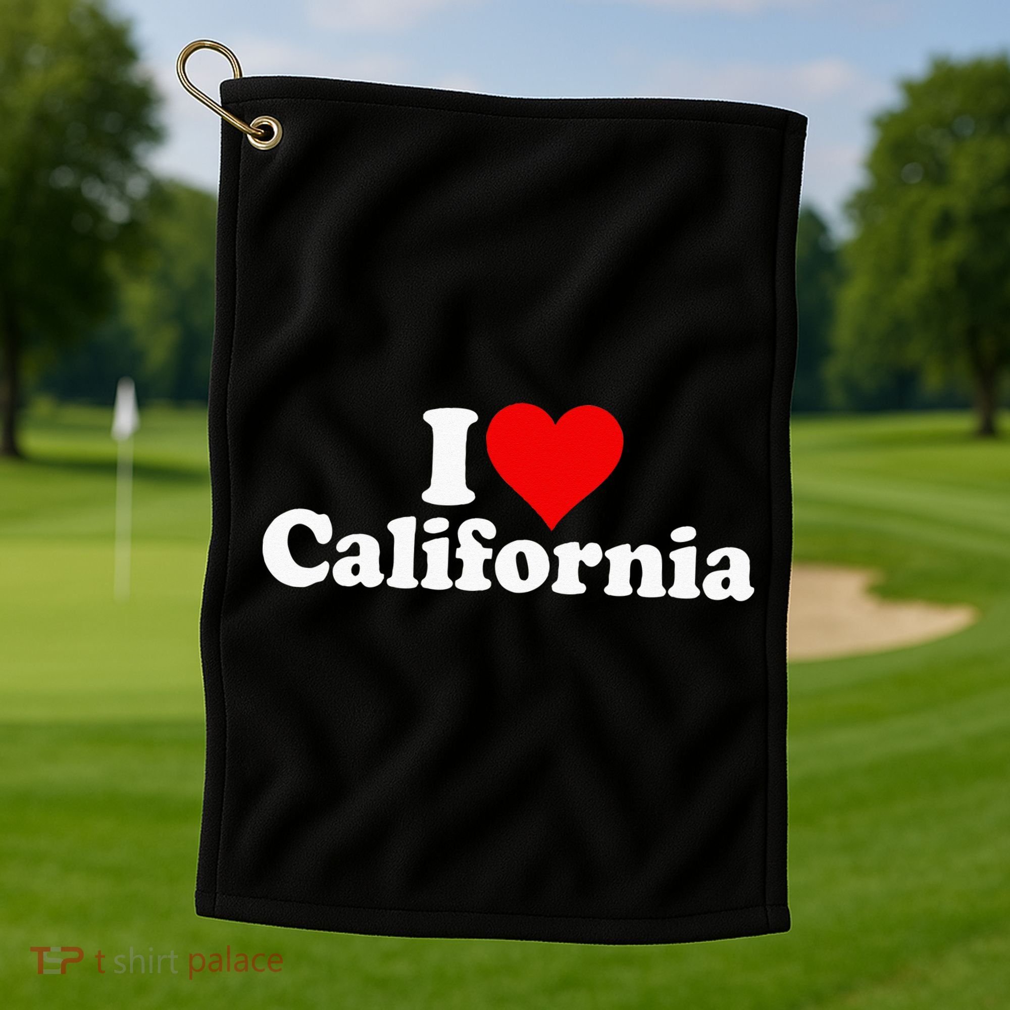 I LOVE HEART CALIFORNIA CALI STAT Golf Towel