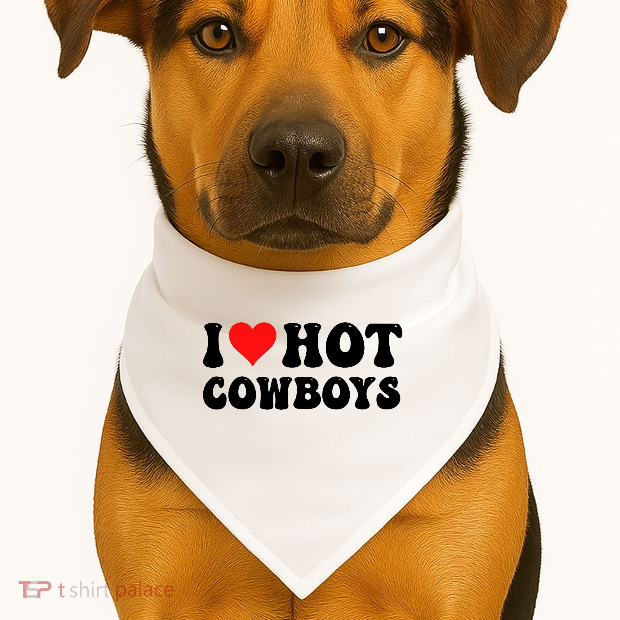 I Love Hot Cowboys USA-Made Doggie Bandana