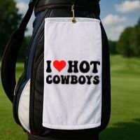 I Love Hot Cowboys Golf Towel thumb 2