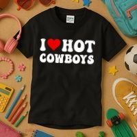 I Love Hot Cowboys Kids T-Shirt thumb 3