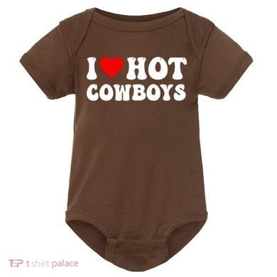 I Love Hot Cowboys Baby Bodysuit