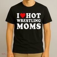 I Love Hot Wrestling Moms Cute Red Heart Love Moms Wrestler T-Shirt thumb 3
