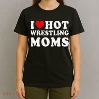 I Love Hot Wrestling Moms Cute Red Heart Love Moms Wrestler T-Shirt thumb 4
