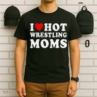 I Love Hot Wrestling Moms Cute Red Heart Love Moms Wrestler T-Shirt thumb 6