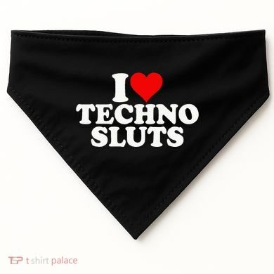 I Love Heart Techno Sluts Edm Music USA-Made Doggie Bandana