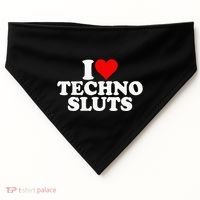 I Love Heart Techno Sluts Edm Music USA-Made Doggie Bandana thumb 0