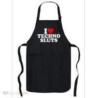 I Love Heart Techno Sluts Edm Music Apron thumb 0