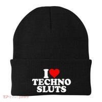 I Love Heart Techno Sluts Edm Music Beanie thumb 0