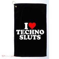 I Love Heart Techno Sluts Edm Music Golf Towel thumb 0