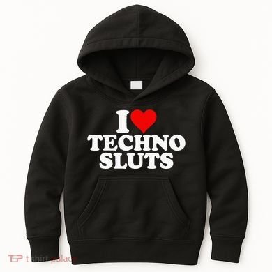 I Love Heart Techno Sluts Edm Music Kids Hoodie