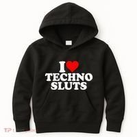 I Love Heart Techno Sluts Edm Music Kids Hoodie thumb 0