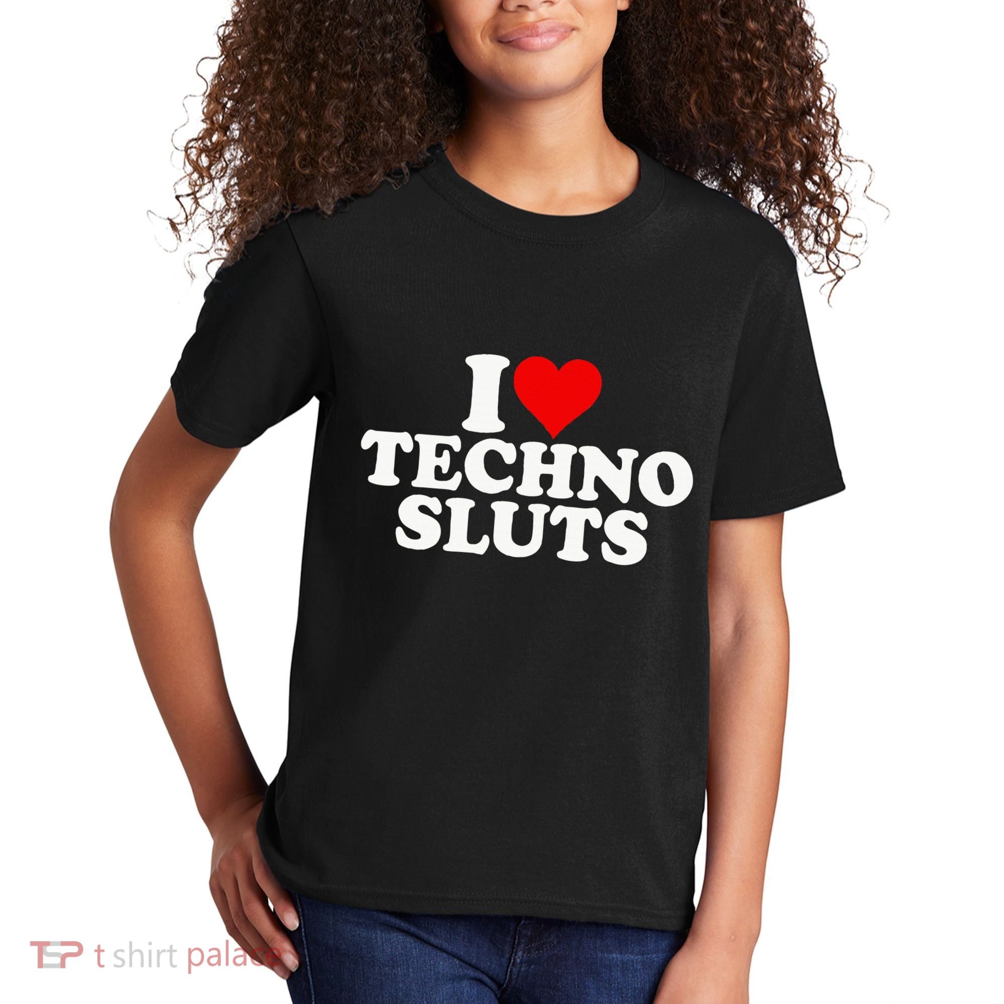I Love Heart Techno Sluts Edm Music Kids T-Shirt
