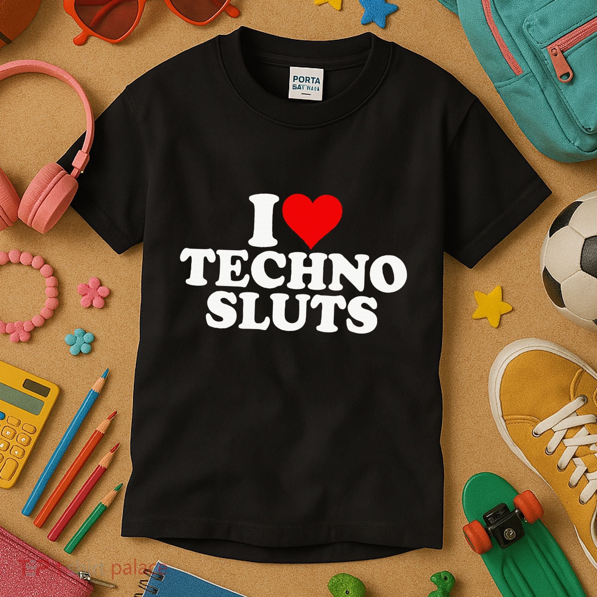 I Love Heart Techno Sluts Edm Music Kids T-Shirt