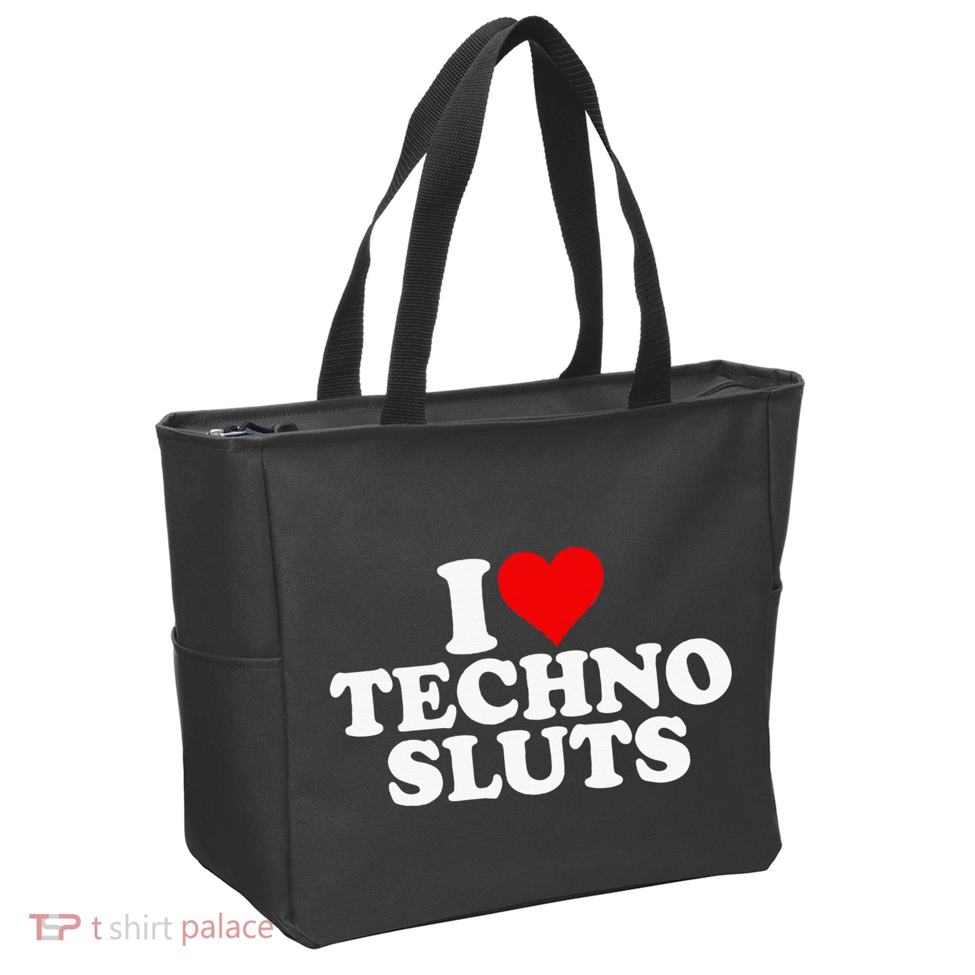 I Love Heart Techno Sluts Edm Music Tote Bag