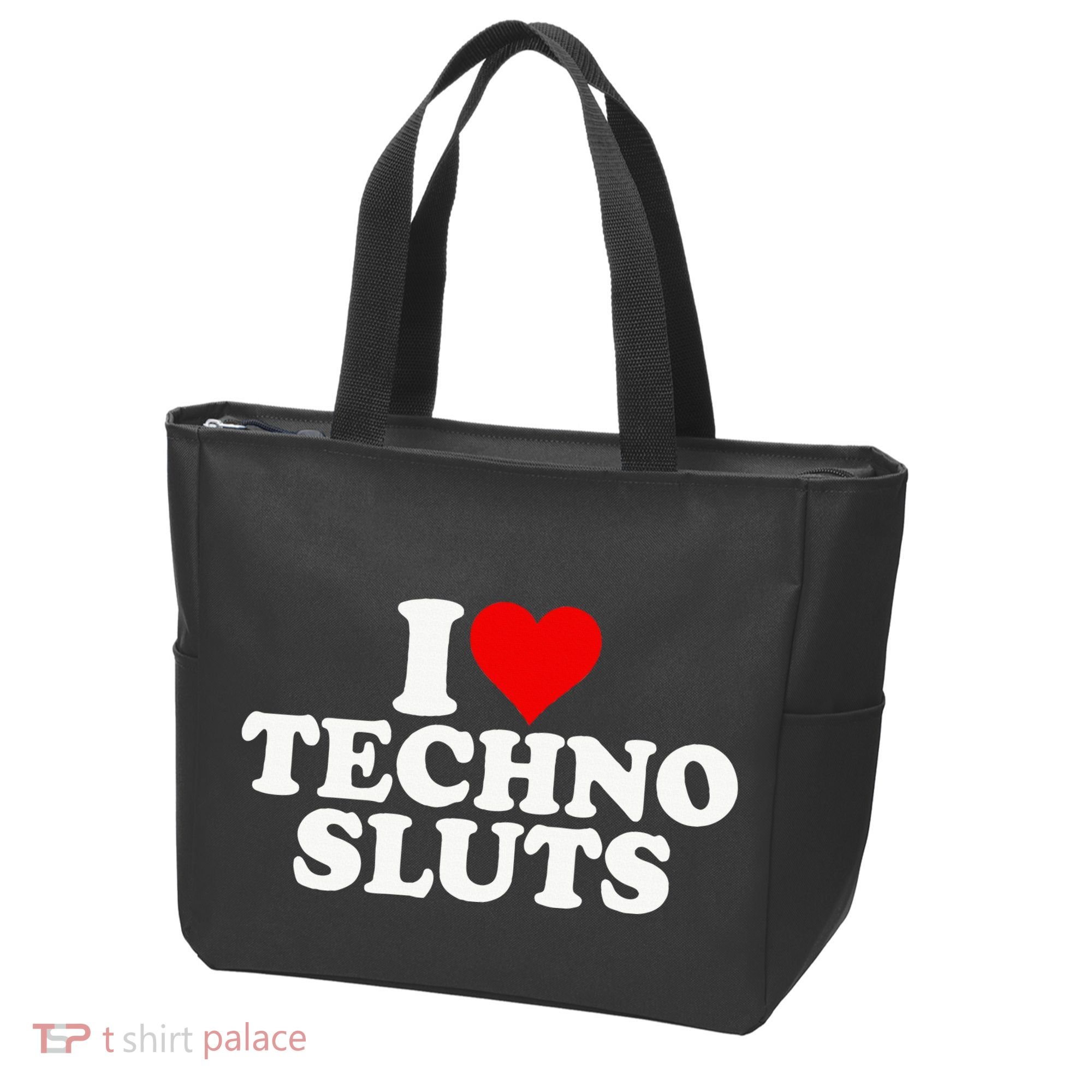 I Love Heart Techno Sluts Edm Music Tote Bag